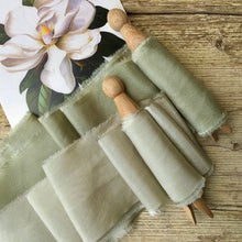 Load image into Gallery viewer, Olive &amp; Pale Sage Silk Ribbons