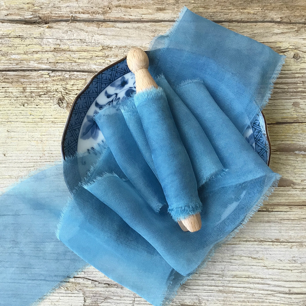 Blue & Pale Blue Silk Chiffon Ribbon