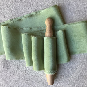 Olive Green Silk Ribbons ~ 2 shades