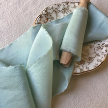 Load image into Gallery viewer, Woad ~ Duck egg blue silk ribbons