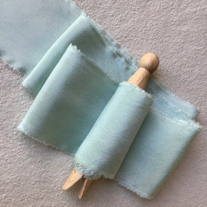 Woad ~ Duck egg blue silk ribbons