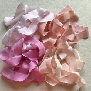 Set of 4 narrow ribbons ~ Pinks
