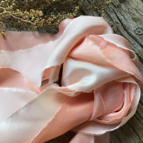 Peach Silk Ribbons ~ Peach & Pale Peach