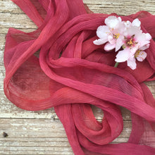 Load image into Gallery viewer, Burgundy ~ Crimson Crinkled Silk Ribbon