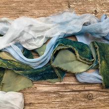 Load image into Gallery viewer, Bunch of Blue Ribbons ~ Silk, Chiffon &amp; Velvet