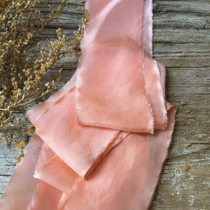 Peach Silk Ribbons ~ Peach & Pale Peach