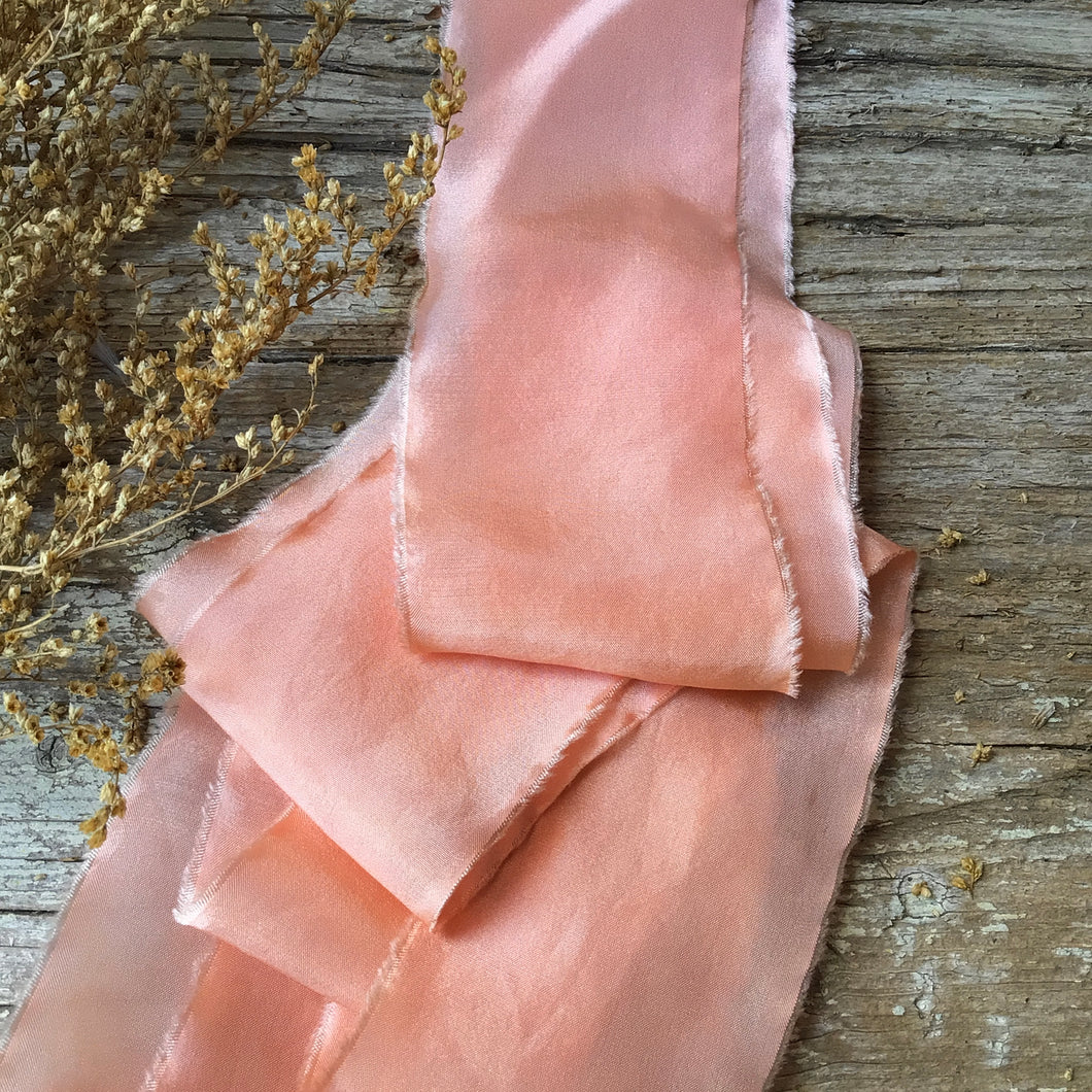 Peach Silk Ribbons ~ Peach & Pale Peach
