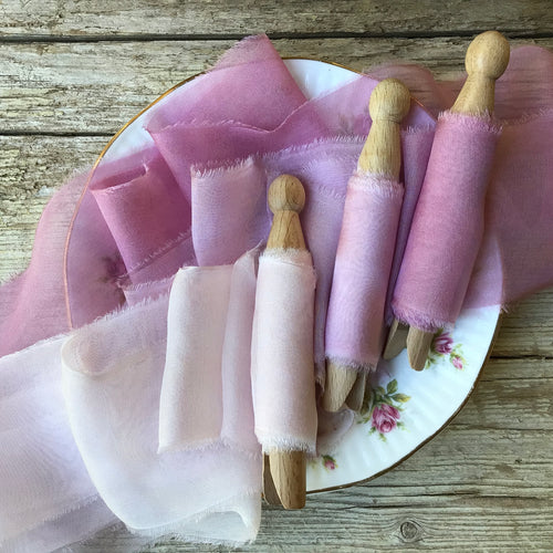 Pink Silk Chiffon Ribbons: Pink, Medium & Pale