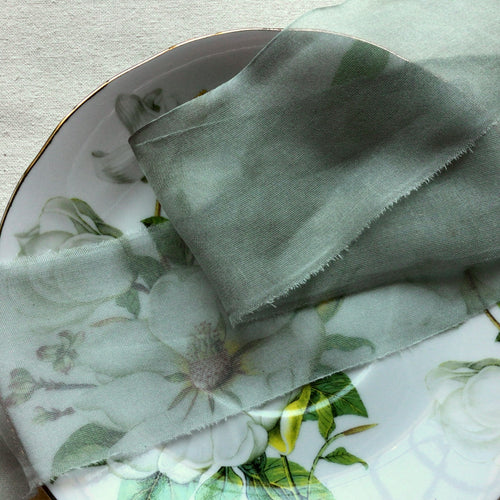 Olive Green Silk Chiffon