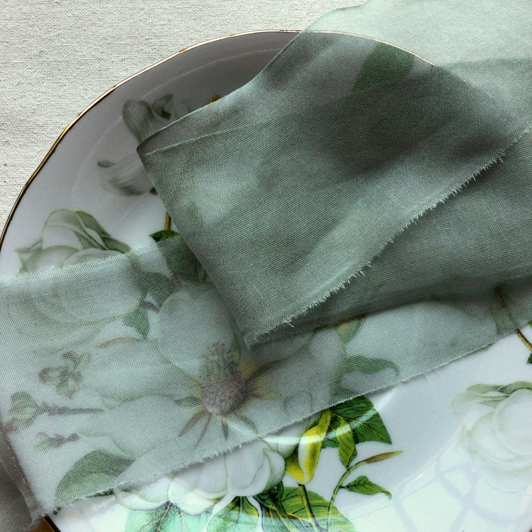 Olive Green Silk Chiffon