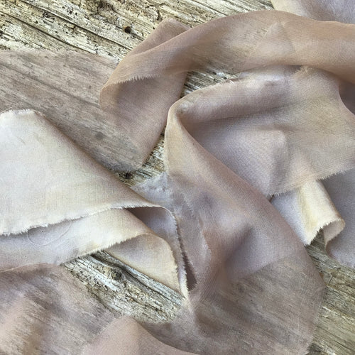 Silvery beige silk & silk chiffon ribbons