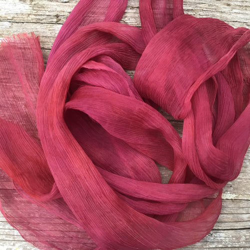 Burgundy ~ Crimson Crinkled Silk Ribbon