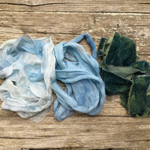 Load image into Gallery viewer, Bunch of Blue Ribbons ~ Silk, Chiffon &amp; Velvet