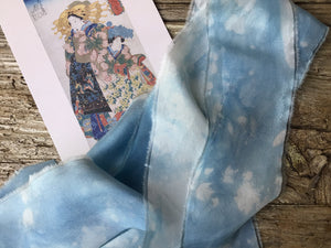 Pretty Blue Silk Ribbon with Patterns