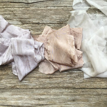 Cargar imagen en el visor de la galería, Bunch of Mauve, Pale Brown &amp; Soft Beige Silk &amp; Silk Chiffon Ribbons