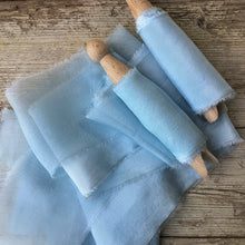 Load image into Gallery viewer, Blue &amp; Pale Blue Silk Chiffon Ribbon
