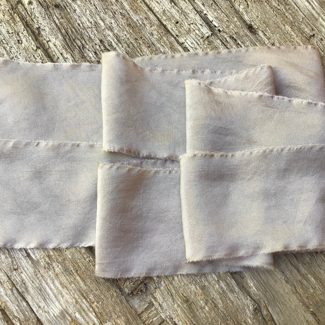 Silvery beige silk & silk chiffon ribbons