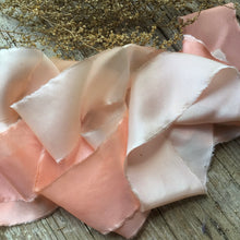 Load image into Gallery viewer, Peach Silk Ribbons ~ Peach &amp; Pale Peach