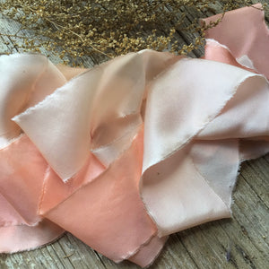 Peach Silk Ribbons ~ Peach & Pale Peach