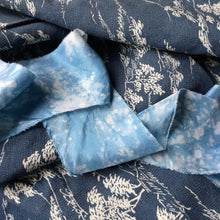 Load image into Gallery viewer, SHORT Patterned Indigo Silk Ribbons