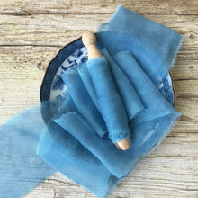 Load image into Gallery viewer, Blue &amp; Pale Blue Silk Chiffon Ribbon
