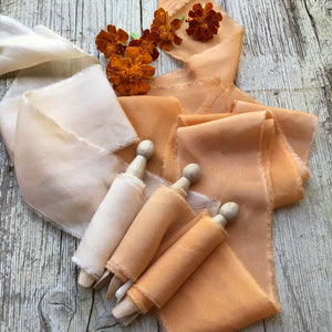Burnt Orange Silk Ribbons ~ 3 Shades