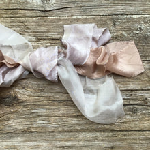 Cargar imagen en el visor de la galería, Bunch of Mauve, Pale Brown &amp; Soft Beige Silk &amp; Silk Chiffon Ribbons