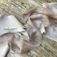 Load image into Gallery viewer, Silvery beige silk &amp; silk chiffon ribbons
