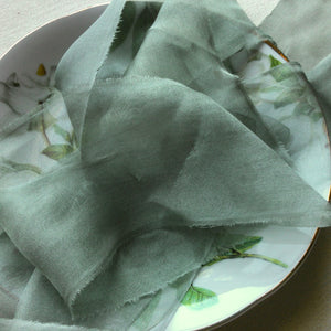 Olive Green Silk Chiffon