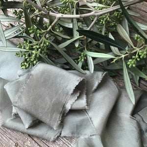 Sage Olive Green Silk Ribbons