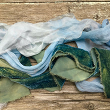 Load image into Gallery viewer, Bunch of Blue Ribbons ~ Silk, Chiffon &amp; Velvet