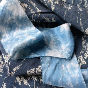 SHORT Patterned Indigo Silk Ribbons