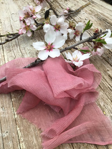 SHORT Crinkled Silk Ribbon ~ Dusky Pink