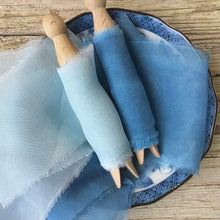 Load image into Gallery viewer, Blue &amp; Pale Blue Silk Chiffon Ribbon