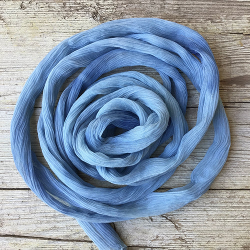 Blue Crinkled Silk Ribbon