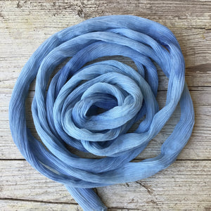 Blue Crinkled Silk Ribbon
