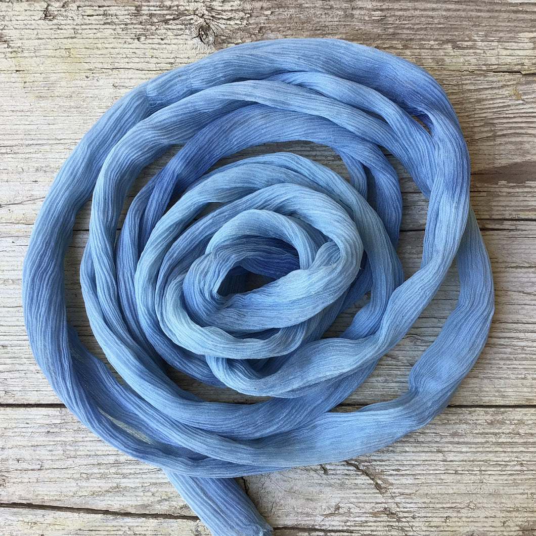 Blue Crinkled Silk Ribbon