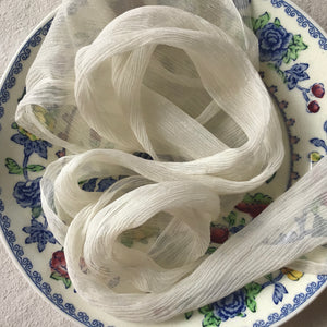 Ivory Crinkled Silk Ribbon