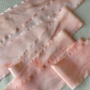 Dusky Pink Silk Ribbons ~ with pretty smudges