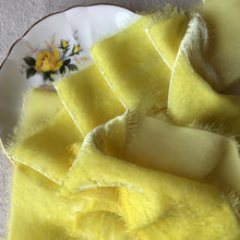Load image into Gallery viewer, Lemon Yellow Silk Velvet Ribbons
