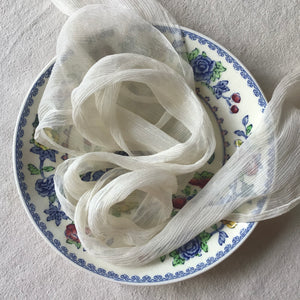 Ivory Crinkled Silk Ribbon