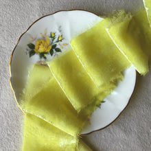 Load image into Gallery viewer, Lemon Yellow Silk Velvet Ribbons