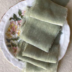 Lazo de terciopelo de seda verde oliva pálido/salvia suave