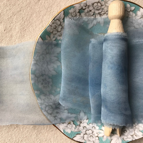 Medium Blue Silk Chiffon Ribbon