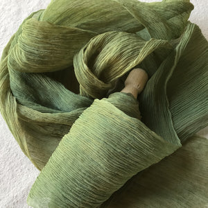 Green Silk Crinkled Ribbon