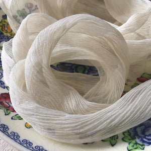 Ivory Crinkled Silk Ribbon