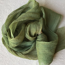 Load image into Gallery viewer, Green Silk Crinkled Ribbon