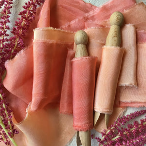 Coral Silk Ribbons ~ 2 Shades