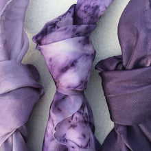Load image into Gallery viewer, ON SALE Set of 3 Purple Small Silk Scarves ~ Silk Pocket Squares
