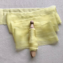 Load image into Gallery viewer, Yellow Silk Chiffon Ribbons ~ Gold &amp; Lemon